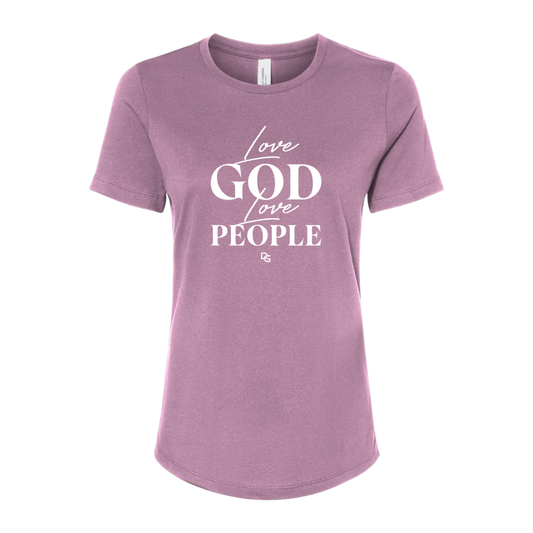 Love God Love People Purple Ladies Tee