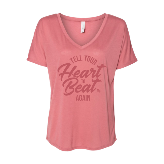 Tell Your Heart Ladies V-Neck Tee