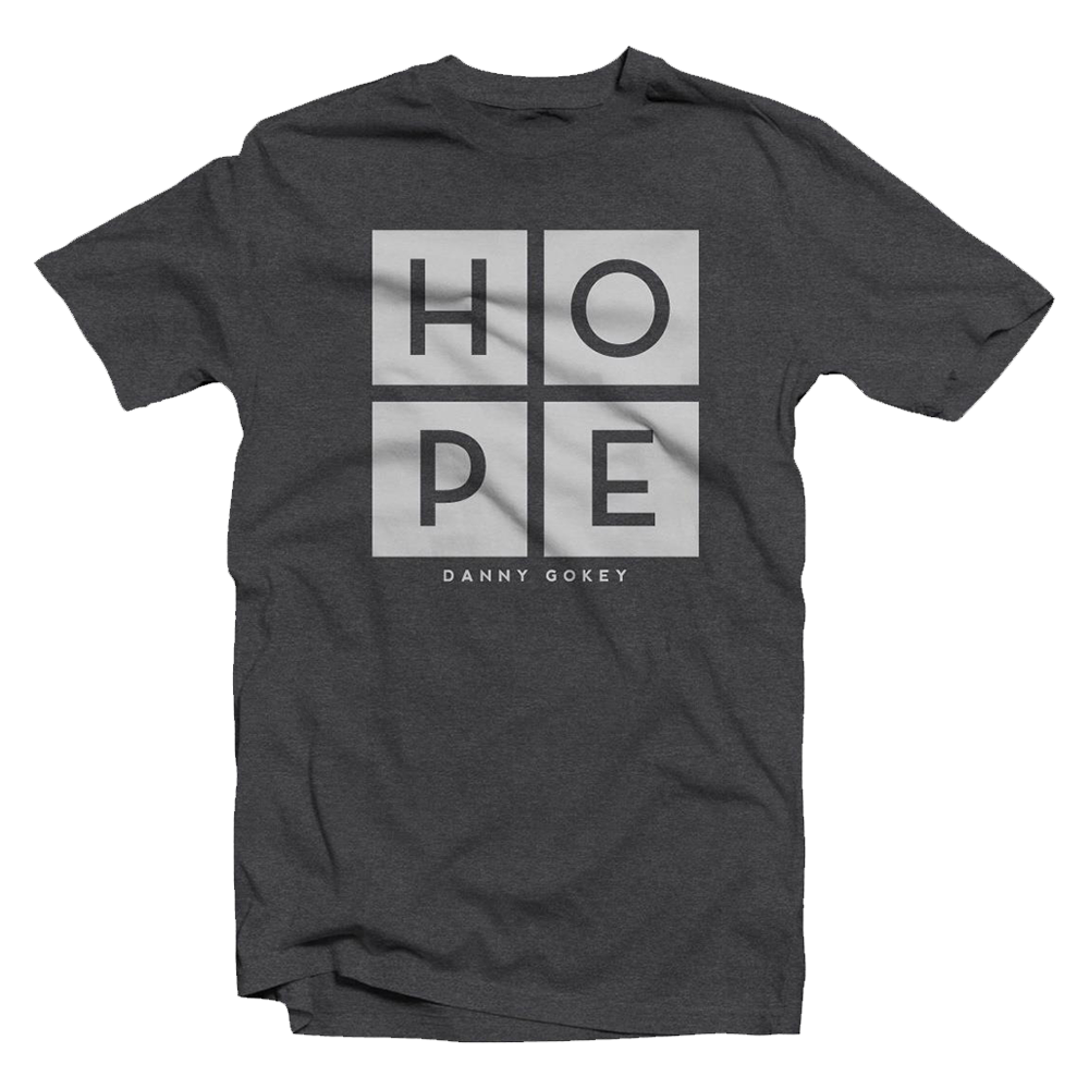 Hope square grey white writing tee Danny Gokey