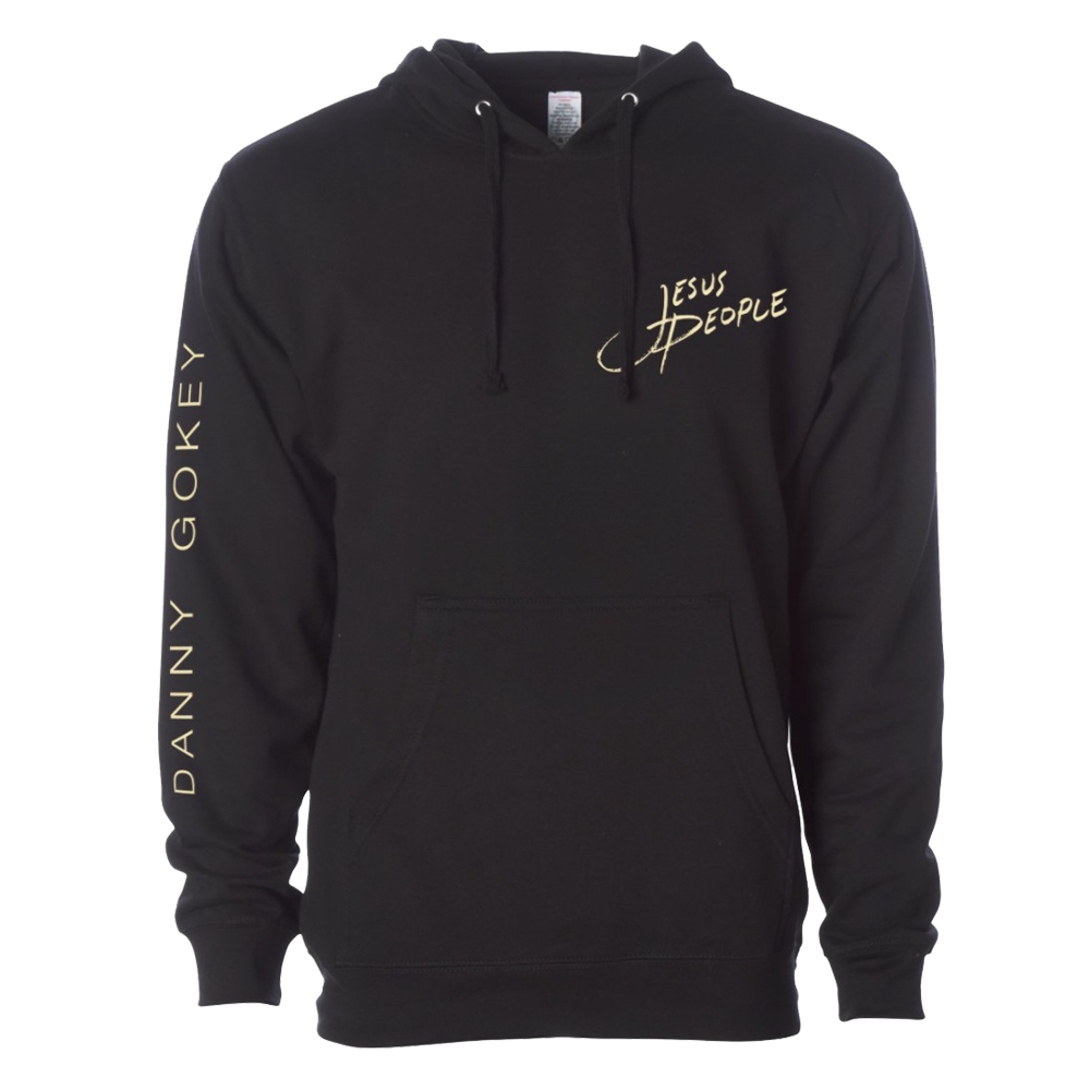 Jesus People chest sleeve design black hoodie front product shot Danny Gokey