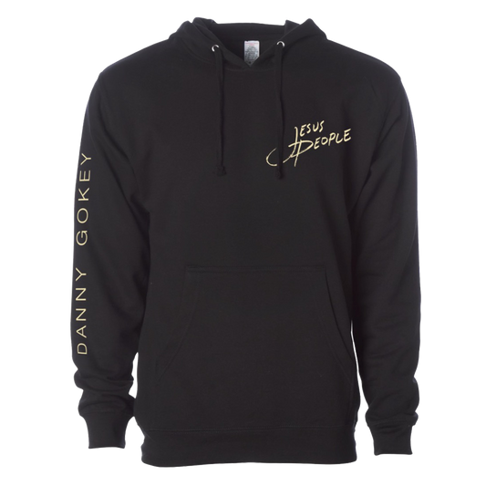 Jesus People chest sleeve design black hoodie front product shot Danny Gokey